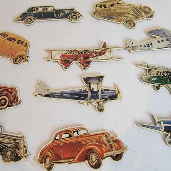 B Shackman Old Time Autos and Planes Hanging Christmas Ornaments Set of 11 - Picture 3 of 4